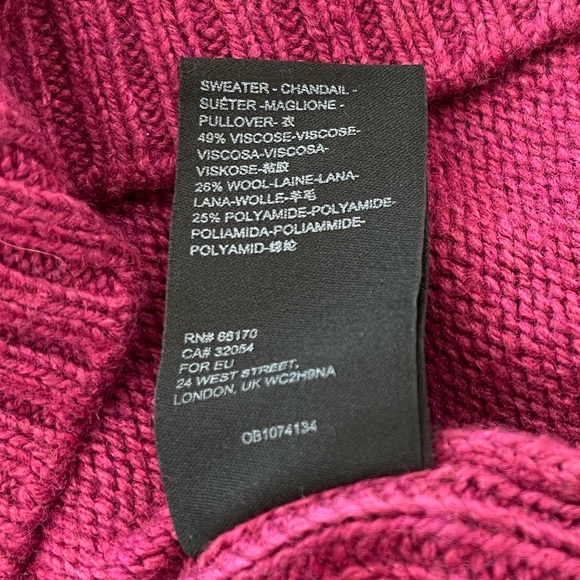 HP! Anthropologie Blair Turtleneck Sweater Magenta NWT Women’s Size Large - Picture 6 of 7